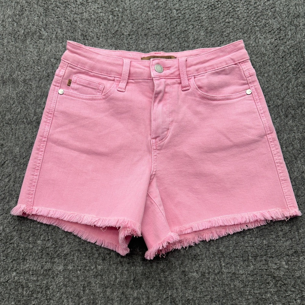 Judy Blue Jean Shorts Womens S Pink Cut Off Everyday Stretch Denim Garment Dyed